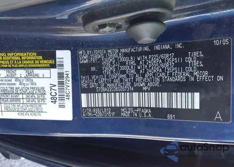 2006 Toyota Sienna Xle Limited z USA, uszkodzony, nr VIN 5TDBA22C06S057314